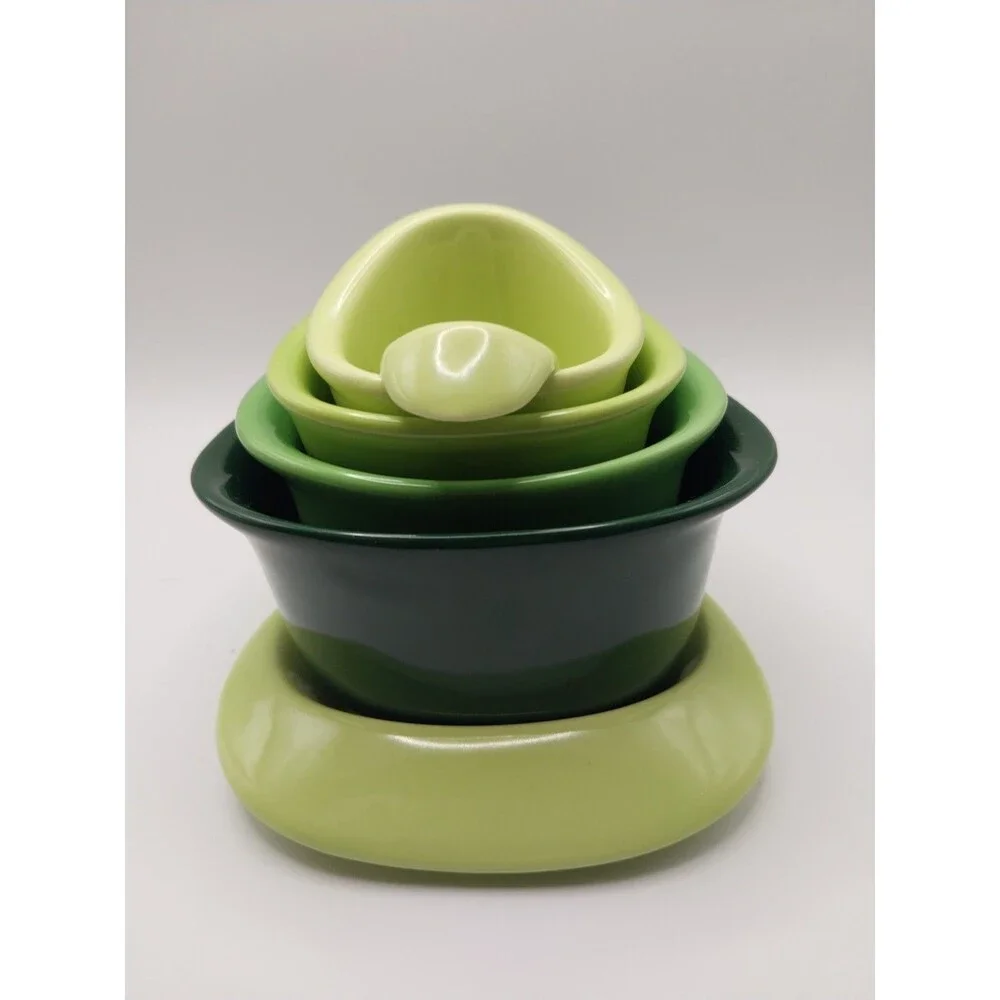PO Selected Rosa 7-Piece Green Ceramic Teapot Rose Modern Design Complete Set
